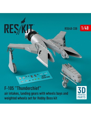 F-105 Thunderchief air intakes, landing gears with wheels bays and weighted wheels set for Hobby Boss kit (3D Printed) 