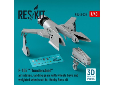 F-105 Thunderchief air intakes, landing gears with wheels bays and weighted wheels set for Hobby Boss kit (3D Printed) 