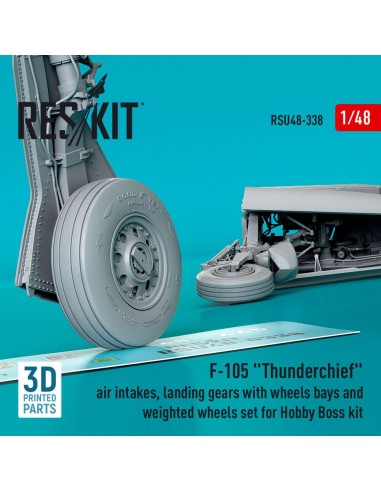 F-105 Thunderchief air intakes, landing gears with wheels bays and weighted wheels set for Hobby Boss kit (3D Printed) 