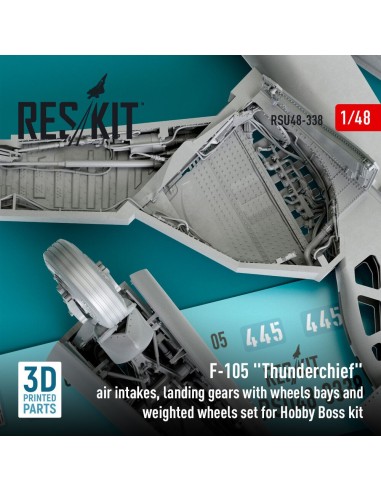 F-105 Thunderchief air intakes, landing gears with wheels bays and weighted wheels set for Hobby Boss kit (3D Printed) 