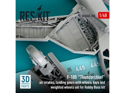 F-105 Thunderchief air intakes, landing gears with wheels bays and weighted wheels set for Hobby Boss kit (3D Printed) 