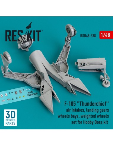 F-105 Thunderchief air intakes, landing gears with wheels bays and weighted wheels set for Hobby Boss kit (3D Printed) 