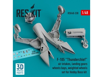F-105 Thunderchief air intakes, landing gears with wheels bays and weighted wheels set for Hobby Boss kit (3D Printed) 