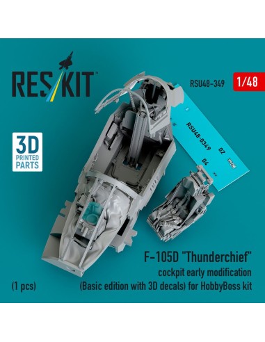 F-105D Thunderchief cockpit early modification (Basic edition with 3D decals) for HobbyBoss kit (3D Printed) 