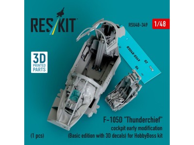F-105D Thunderchief cockpit early modification (Basic edition with 3D decals) for HobbyBoss kit (3D Printed) 