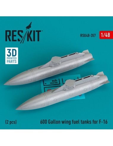 600 Gallon wing fuel tanks for F-16 & JSDF F2 (CJ/DJ Block 50/52, 50/52+, Sufa) (2 pcs) (3D Printed) 