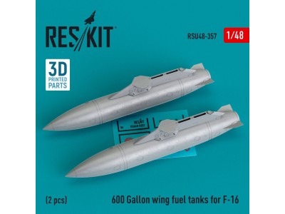 600 Gallon wing fuel tanks for F-16 & JSDF F2 (CJ/DJ Block 50/52, 50/52+, Sufa) (2 pcs) (3D Printed) 