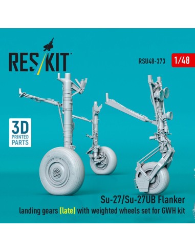 Su-27/Su-27UB Flanker landing gears (late) with weighted wheels set for GWH kit (3D Printed) 