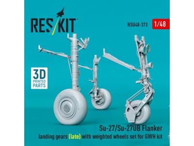Su-27/Su-27UB Flanker landing gears (late) with weighted wheels set for GWH kit (3D Printed) 