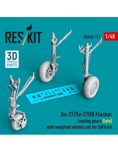 Su-27/Su-27UB Flanker landing gears (late) with weighted wheels set for GWH kit (3D Printed) 