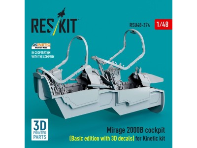 Mirage 2000B cockpit (Basic edition with 3D decals) for Kinetic kit (3D Printed) 