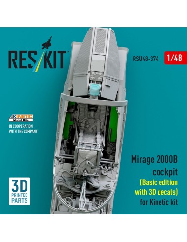 Mirage 2000B cockpit (Basic edition with 3D decals) for Kinetic kit (3D Printed) 