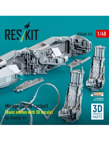 Mirage 2000B cockpit (Basic edition with 3D decals) for Kinetic kit (3D Printed) 