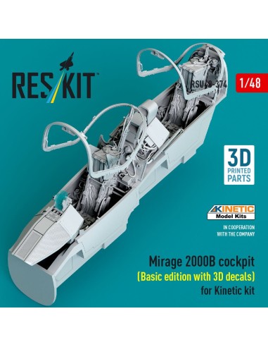 Mirage 2000B cockpit (Basic edition with 3D decals) for Kinetic kit (3D Printed) 