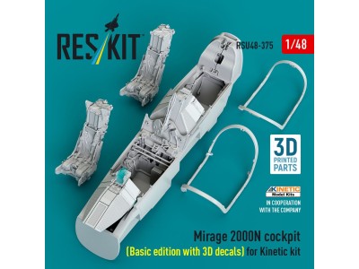 Mirage 2000N cockpit (Basic edition with 3D decals) for Kinetic kit (3D Printed) 
