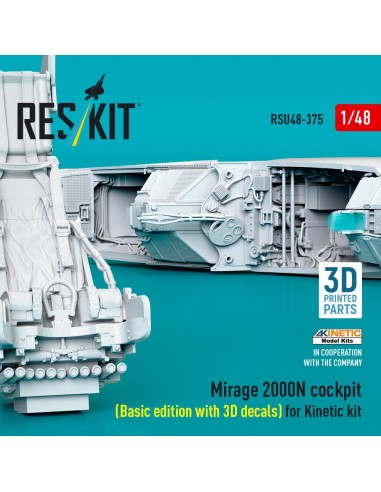 Mirage 2000N cockpit (Basic edition with 3D decals) for Kinetic kit (3D Printed) 