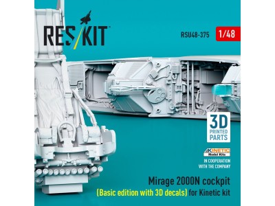 Mirage 2000N cockpit (Basic edition with 3D decals) for Kinetic kit (3D Printed) 
