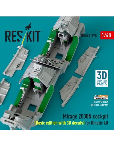 Mirage 2000N cockpit (Basic edition with 3D decals) for Kinetic kit (3D Printed) 