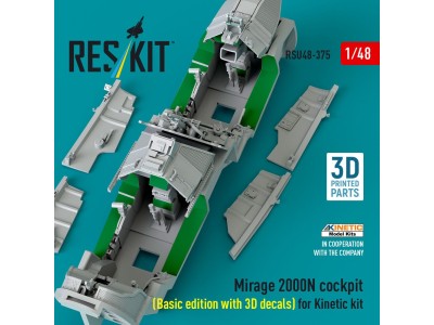 Mirage 2000N cockpit (Basic edition with 3D decals) for Kinetic kit (3D Printed) 