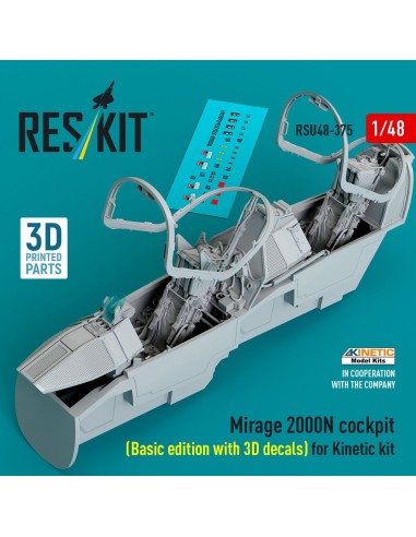Mirage 2000N cockpit (Basic edition with 3D decals) for Kinetic kit (3D Printed) 