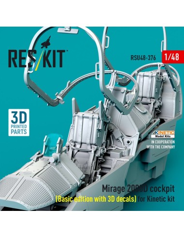 Mirage 2000D cockpit (Basic edition with 3D decals) for Kinetic kit (3D Printed) 