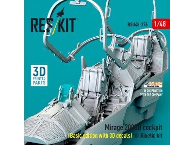 Mirage 2000D cockpit (Basic edition with 3D decals) for Kinetic kit (3D Printed) 