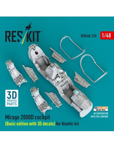 Mirage 2000D cockpit (Basic edition with 3D decals) for Kinetic kit (3D Printed) 