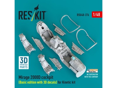 Mirage 2000D cockpit (Basic edition with 3D decals) for Kinetic kit (3D Printed) 