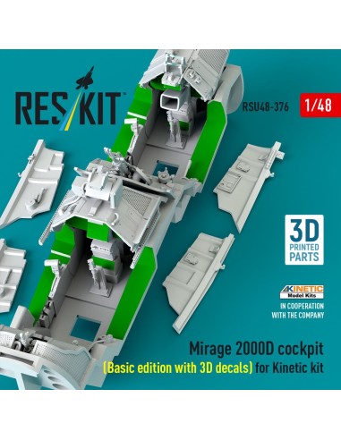 Mirage 2000D cockpit (Basic edition with 3D decals) for Kinetic kit (3D Printed) 