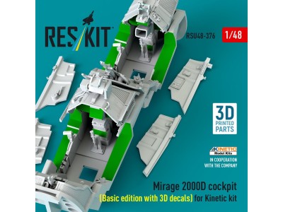 Mirage 2000D cockpit (Basic edition with 3D decals) for Kinetic kit (3D Printed) 
