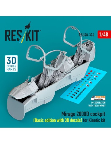 Mirage 2000D cockpit (Basic edition with 3D decals) for Kinetic kit (3D Printed) 