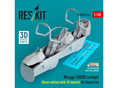 Mirage 2000D cockpit (Basic edition with 3D decals) for Kinetic kit (3D Printed) 
