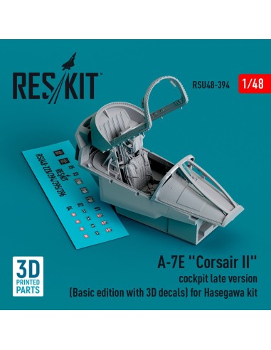 A-7E Corsair II cockpit late version (Basic edition with 3D decals) for Hasegawa kit (3D Printed) 