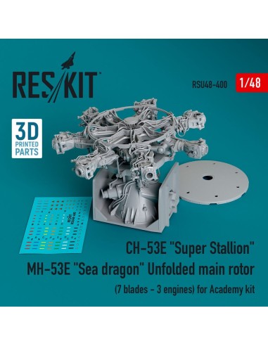 CH-53E Super Stallion, MH-53E Sea dragon unfolded main rotor (7 blades - 3 engines) for Academy kit (3D printed) 