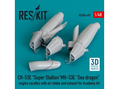 CH-53E Super Stallion, MH-53E Sea dragon engine nacelles with air intake and exhaust for Academy kit (3D printed) 
