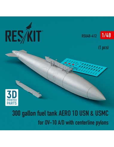 300 gallon fuel tank AERO 1D USN & USMC for OV-10 A/D with centerline pylons (1 pcs) (3D Printed) 