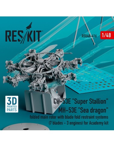 CH-53E Super Stallion, MH-53E Sea dragon folded main rotor with blade fold restraint systems (7 blades - 3 engines) for Academy 