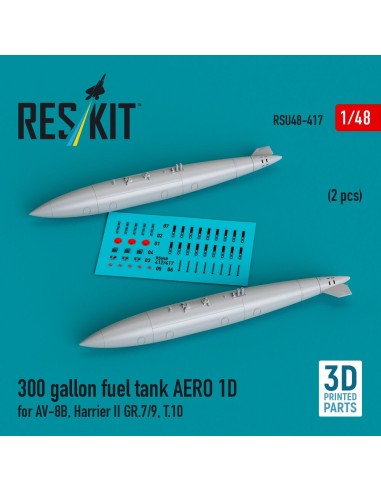 300 gallon fuel tank AERO 1D for AV-8B, Harrier II GR.7/9, T.10 (2 pcs) (3D Printed) 