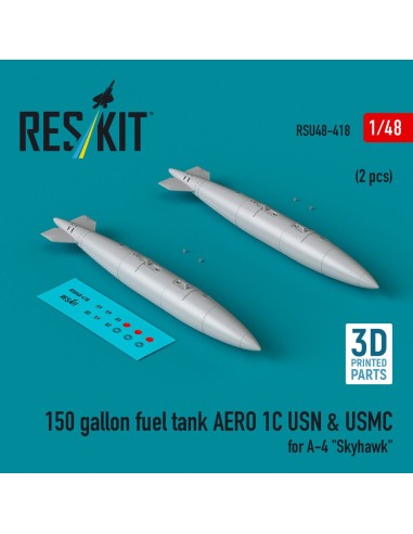 150 gallon fuel tank AERO 1C USN & USMC (2 pcs) for A-4 Skyhawk (3D Printed) 