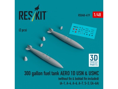 300 gallon fuel tank AERO 1D USN & USMC (without fin & bobtail fin included) (2 pcs) (A-1, A-4, A-6, A-7, S-3, EA-6A) (3D Printe