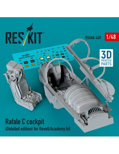 Rafale C cockpit (Detailed edition) for Revell/Academy kit (3D printed) 