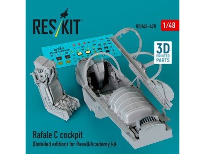 Rafale C cockpit (Detailed edition) for Revell/Academy kit (3D printed) 