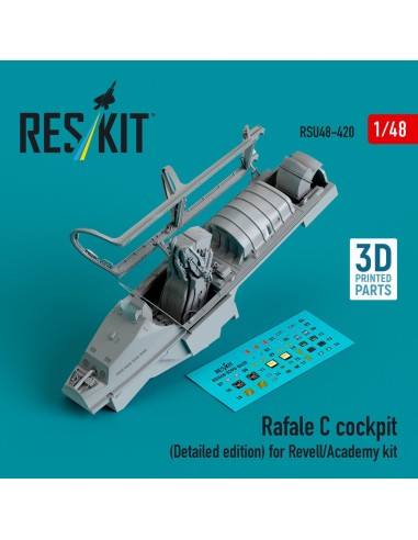 Rafale C cockpit (Detailed edition) for Revell/Academy kit (3D printed) 