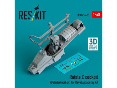 Rafale C cockpit (Detailed edition) for Revell/Academy kit (3D printed) 