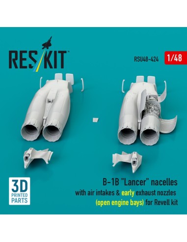 B-1B Lancer nacelles with air intakes & early exhaust nozzles (open engine bay) for Revell kit (3D Printed) 