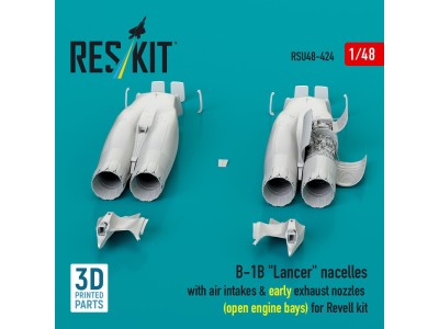 B-1B Lancer nacelles with air intakes & early exhaust nozzles (open engine bay) for Revell kit (3D Printed) 