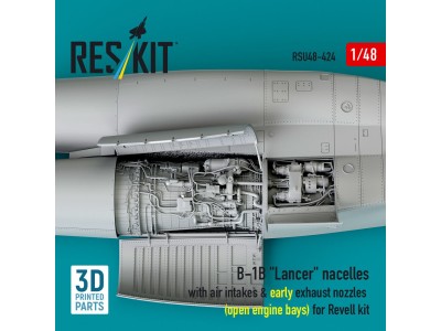 B-1B Lancer nacelles with air intakes & early exhaust nozzles (open engine bay) for Revell kit (3D Printed) 