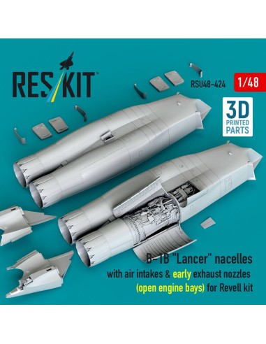 B-1B Lancer nacelles with air intakes & early exhaust nozzles (open engine bay) for Revell kit (3D Printed) 