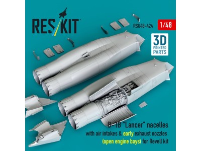 B-1B Lancer nacelles with air intakes & early exhaust nozzles (open engine bay) for Revell kit (3D Printed) 