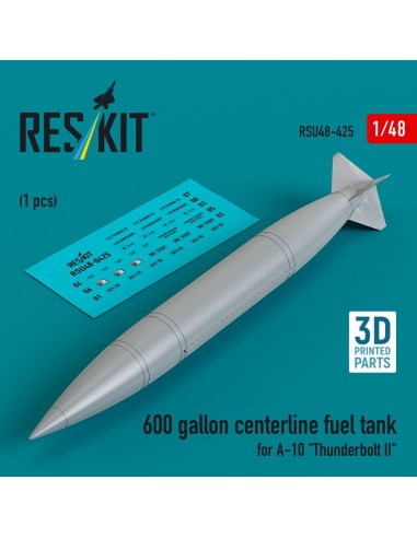 600 gallon centerline fuel tank for A-10 Thunderbolt II (1 pcs) (3D Printed) 